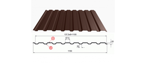 Профнастил коричневый оцинкованный  RAL 8017 С-20 купить недорого в Наро-Фоминске